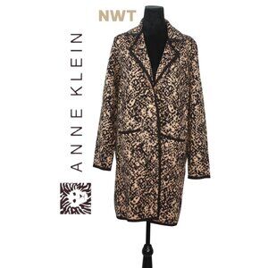 NWT Anne Klein Black & Brown Knit Long Sleeve Cardigan Size Medium